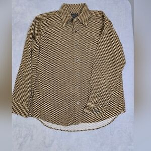 Vintage Relloy Shirt Men’s L Geometric Japanese Cotton Button Up Mustard Sku 3